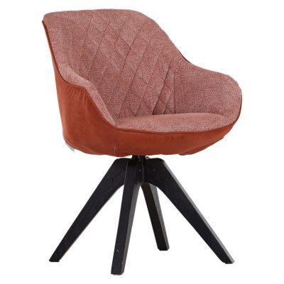 Scaun Cu Brațe din lemn, textil, portocaliu, negru