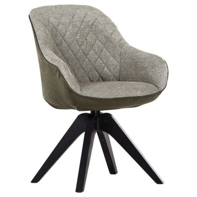 Scaun Cu Brațe din lemn, textil, verde, negru