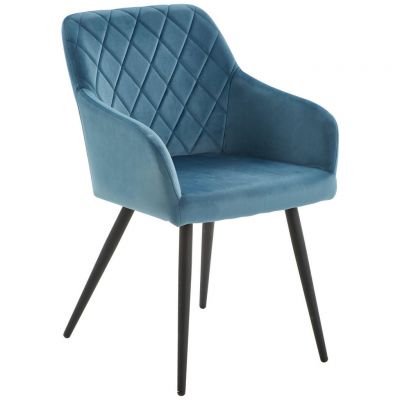 Scaun Cu Brațe din metal, textil, albastru, negru