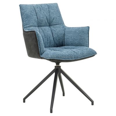 Scaun Cu Brațe din metal, textil, albastru, negru