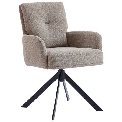 Scaun Cu Brațe din metal, textil, galben, gri, negru