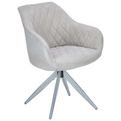 Scaun Cu Brațe din metal, textil, gri deschis