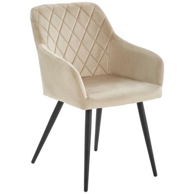 Scaun Cu Brațe din metal, textil, negru, taupe