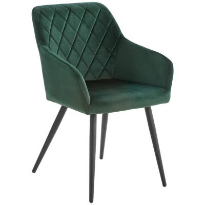 Scaun Cu Brațe din metal, textil, negru, verde închis