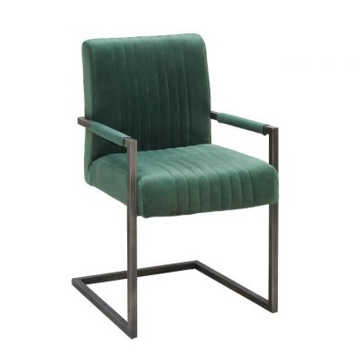 Scaun Cu Brațe din metal, textil, verde, negru