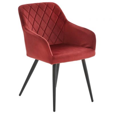 Scaun Cu Brațe din textil, metal, lemn, roșu burgund, negru