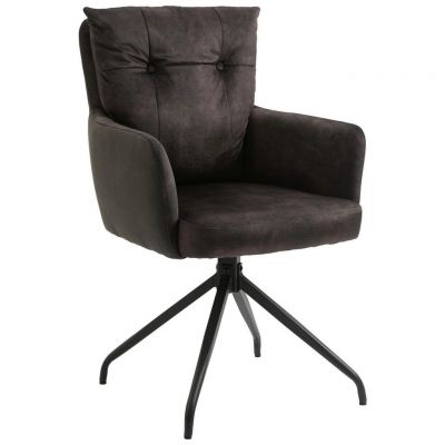 Scaun Cu Brațe din textil, negru, maro închis