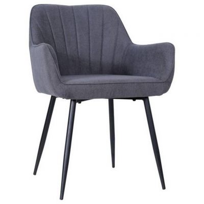 Scaun Cu Brațe din lemn, metal, textil, negru, gri închis