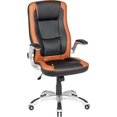 Scaun Directorial, imitație piele, maro, negru, argintiu