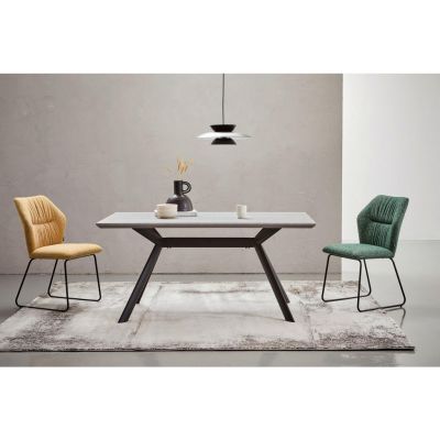SCAUN in metal, textil verde, turcoaz