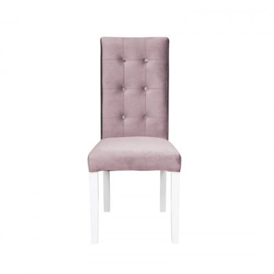 Scaun living TEO LUX, picioare lemn alb, stofa roz pudra, 46x60x98 cm