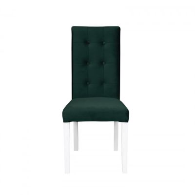 Scaun living TEO LUX, picioare lemn alb, stofa verde smarald, 46x60x98 cm