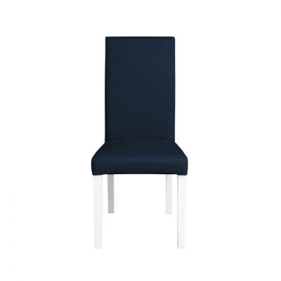 Scaun living TEO, picioare lemn alb, piele ecologica albastru, 46x60x98 cm