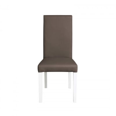 Scaun living TEO, picioare lemn alb, piele ecologica gri elefant, 46x60x98 cm
