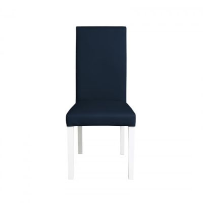 Scaun living TEO, picioare lemn alb, piele ecologica albastru, 46x60x98 cm