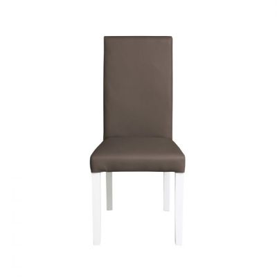 Scaun living TEO, picioare lemn alb, piele ecologica gri elefant, 46x60x98 cm