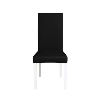Scaun living TEO, picioare lemn alb, piele ecologica negru, 46x60x98 cm