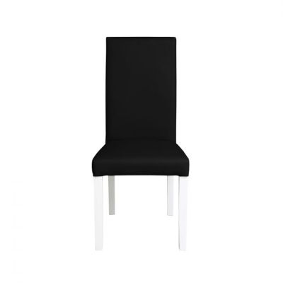 Scaun living TEO, picioare lemn alb, piele ecologica negru, 46x60x98 cm