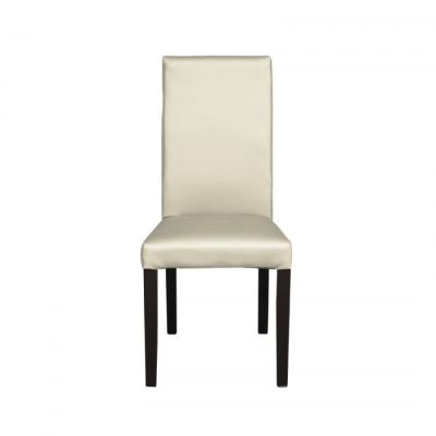 Scaun living TEO, picioare lemn wenge, piele ecologica crem, 46x60x98 cm