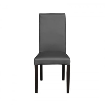 Scaun living TEO, picioare lemn wenge, piele ecologica gri, 46x60x98 cm