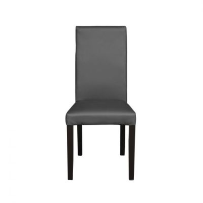 Scaun living TEO, picioare lemn wenge, piele ecologica gri, 46x60x98 cm