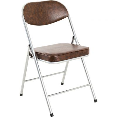 Scaun Pliant din metal, maro, culoare aluminiu