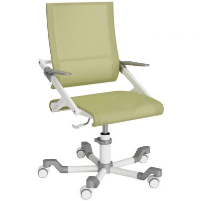 Scaun Rotativ Pentru Tineret din plasă tensionată, argintiu, alb, verde deschis