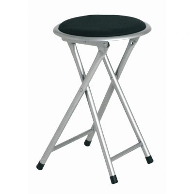 TABURET PLIABIL in metal, textil negru, culoare aluminiu TABURET PLIABIL in metal, textil negru, culoare aluminiu