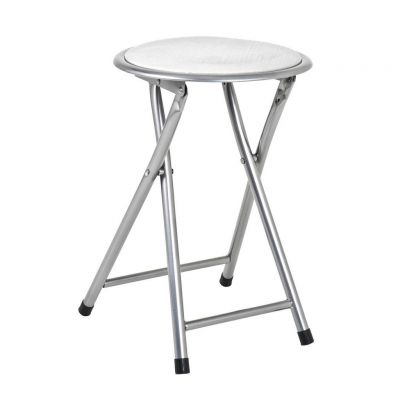 TABURET PLIABIL in textil alb, culoare aluminiu TABURET PLIABIL in textil alb, culoare aluminiu
