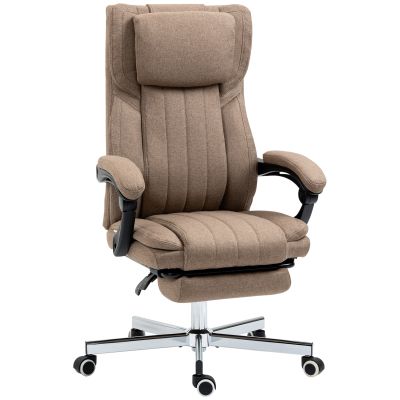 Vinsetto Scaun Rabatabil pentru Birou cu 6 Puncte și 5 Moduri de Masaj, Tetieră și Telecomandă, 65x61x105-113 cm, Maro | Aosom Romania