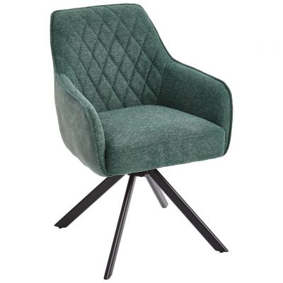 Scaun Cu Brațe din lemn, metal, textil, verde, negru