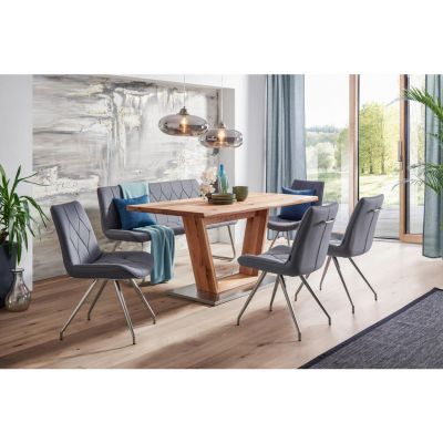 SCAUN in metal, textil gri