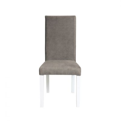 Scaun living TEO, picioare lemn alb, stofa z cappuccino, 46x60x98 cm