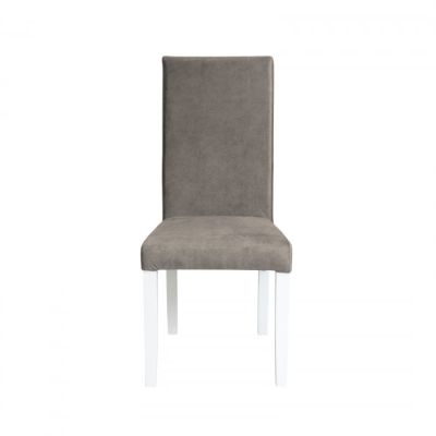Scaun living TEO, picioare lemn alb, stofa z cappuccino, 46x60x98 cm