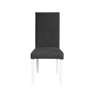 Scaun living TEO, picioare lemn alb, stofa z gri antracit, 46x60x98 cm
