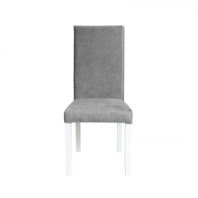 Scaun living TEO, picioare lemn alb, stofa z gri inchis, 46x60x98 cm