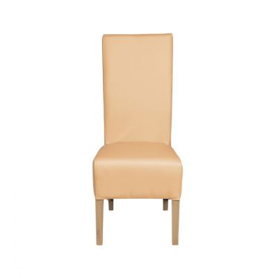 Scaun living VANESSA, picioare lemn natur, piele ecologica bej, 47x60x110 cm