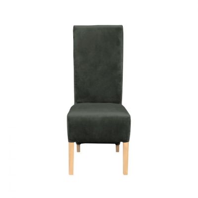 Scaun living VANESSA, picioare lemn natur, stofa gri inchis, 47x60x110 cm