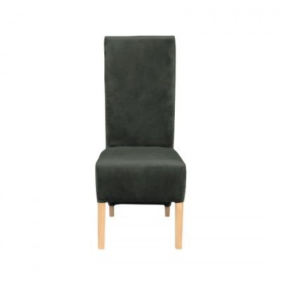 Scaun living VANESSA, picioare lemn natur, stofa gri inchis, 47x60x110 cm