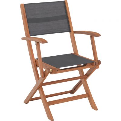 Scaun Pliant De Exterior in lemn, textil gri, culoare natur