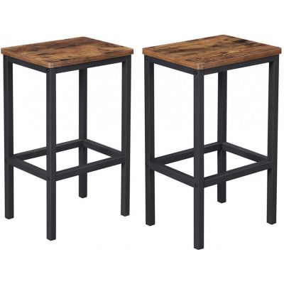 Set 2 scaune de bar Model Spencer, Maro rustic/ Negru, 40x30x65 cm