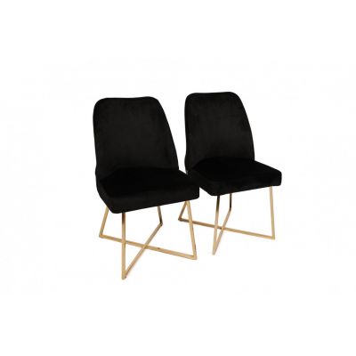 Set 2 scaune Model Madrid, Negru/Gri/Auriu, 50x49x90 cm