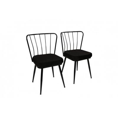 Set 2 scaune Model Star, Negru, 43x42x82 cm