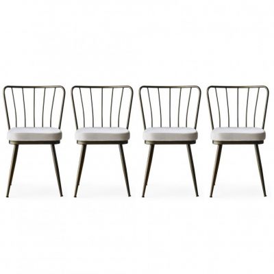 Set 4 scaune Model Star, Cupru/Alb, 43x42x82 cm
