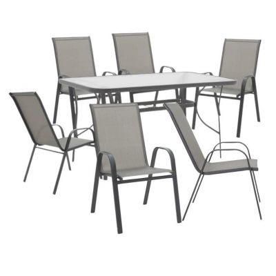 Set masa de gradina si scaune, Model Calan-Ensure, culoare antracit, metal si textil, 140x80x70 cm
