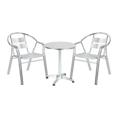 Set masa de gradina si scaune, Model Zircu-Lazo, culoare crom, aluminiu cromat, D60x70 cm
