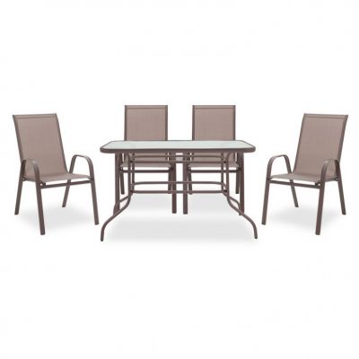 Set Masa si Scaune Gradina Valor-Calan 5 Piese Negru - Maro