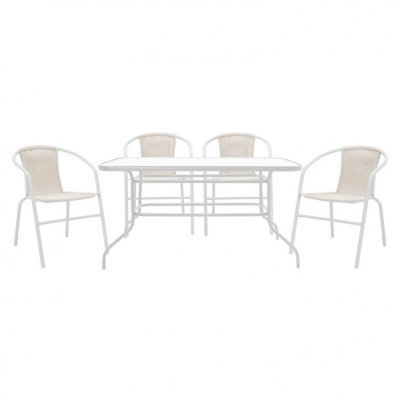 Set Masa si Scaune Gradina Valor-Obbi 5 Piese Alb
