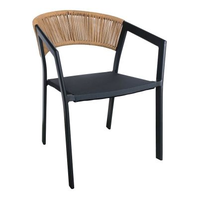 Fotoliu de exterior, Model Glisten, culoare bej si negru, aluminiu si poliratan, 56x62x77 cm