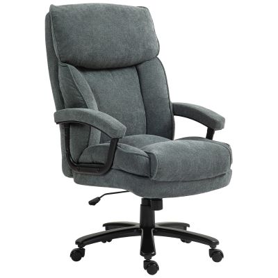 HOMCOM Scaun de Birou cu Spătar Înalt și Înălțime Reglabilă, 68,5x79x117-125 cm, Gri | Aosom Romania